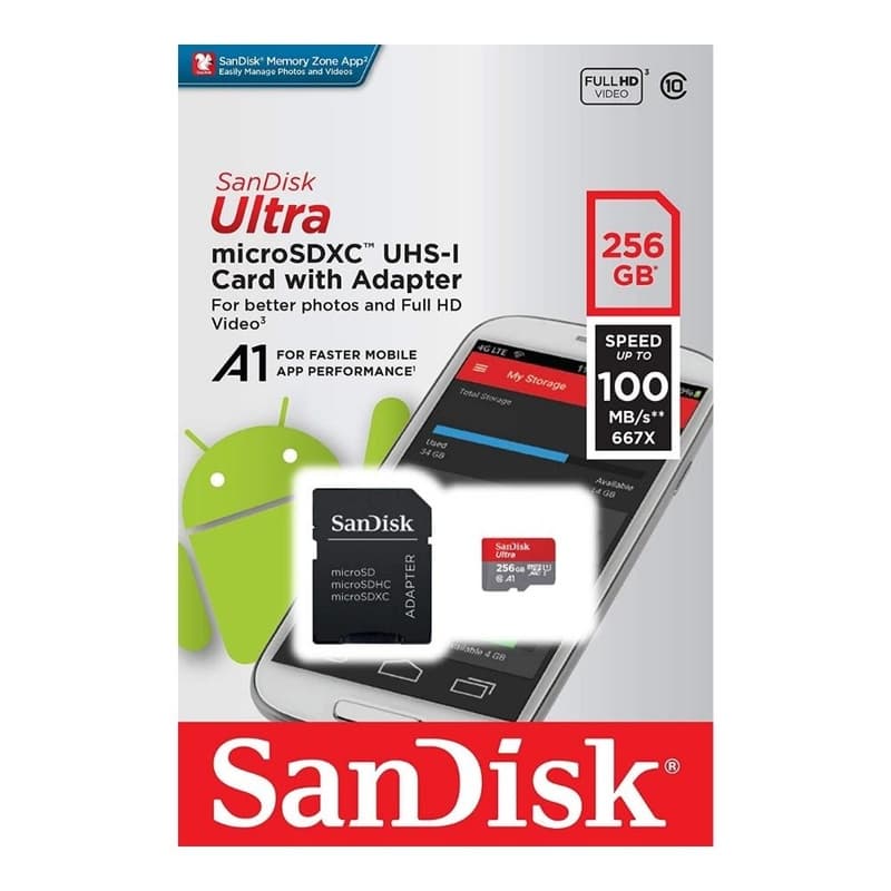 Micro Sd 256GB Sandisk Ultra Sdsquar 2X1 100 Mbps